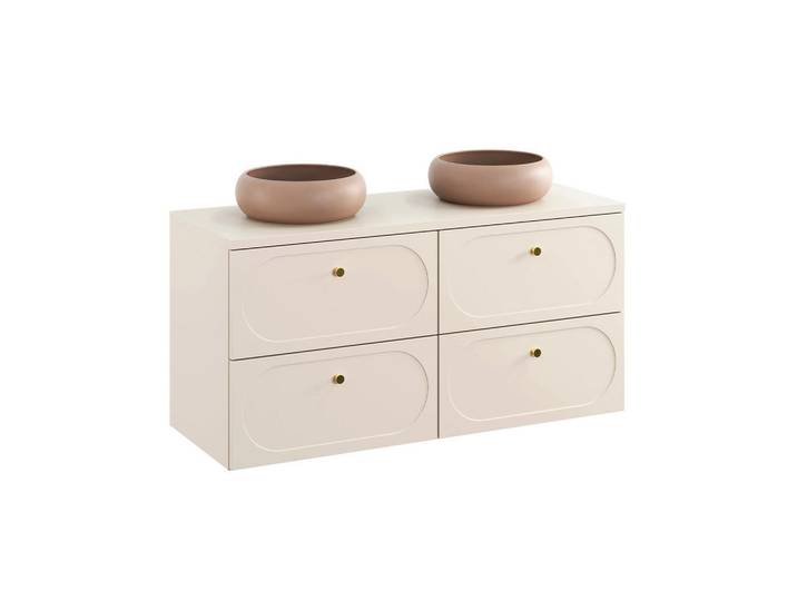 Petits-meubles Doppelwaschtisch 120.6cm Sanae Sandbeige, Beige, Holzwerkstoff, 120.6x59x46 cm, Badezimmer, Waschbecken & Armaturen, Waschtische