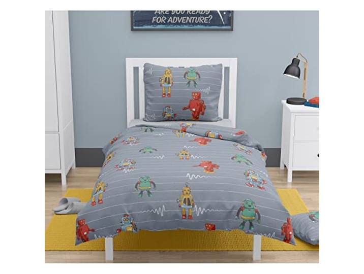 HOME LINGE PASSION Parure de Couette 140x200cm Vintage Toy Gris foncé
