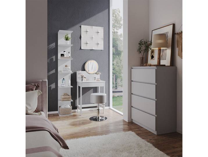Vicco Schminktisch Surrey, Weiß, 60 cm mit LED-Spiegel (1-St)
