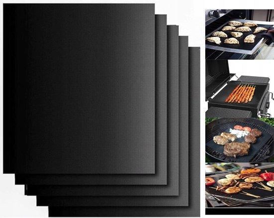 5-delige zwarte grillmat set met antiaanbaklaag voor de barbecue