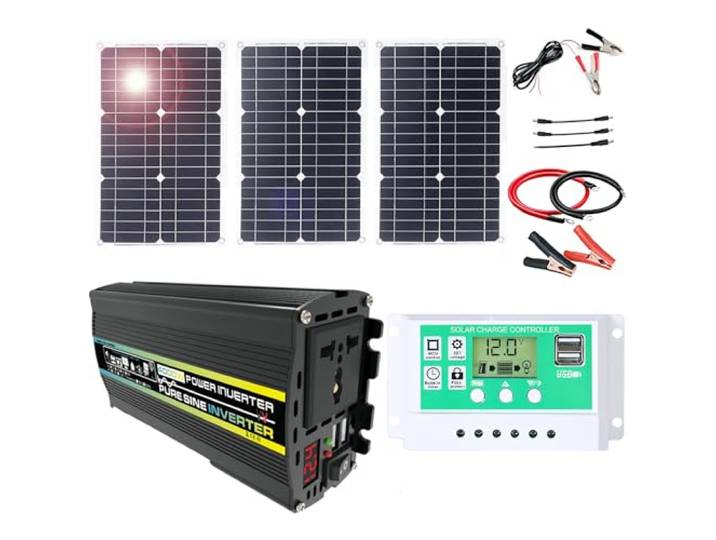 800-W-Off-Grid-Solarpanel-Kit mit 50-A-Controller und reinem Sinus-Wechselrichter(75W)