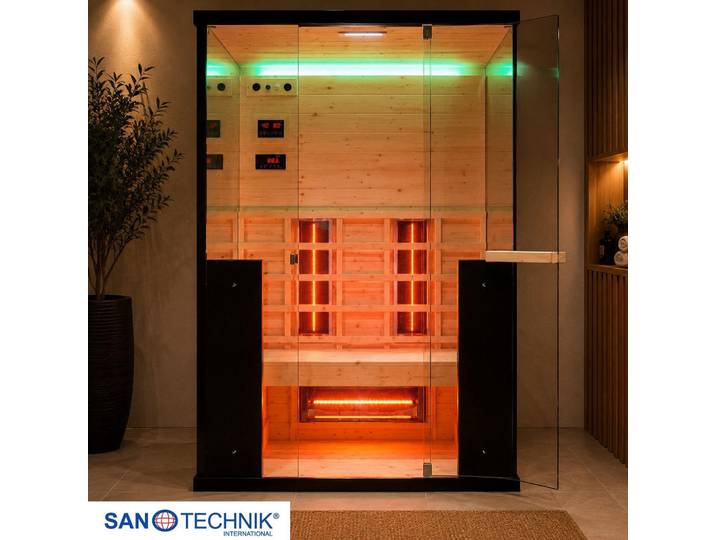 Sanotechnik Infrarotkabine, Schwarz, Holz, Fichte, 125x190x100 cm, Freizeit & Co, Wellness & Gesundheit, Infrarotkabinen