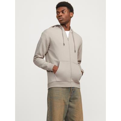 Kapuzensweatjacke JACK & JONES "JJEBRADLEY mit Kapuze, ideal für kalte Jahreszeit", Herren, Gr. M, gelb (moonbeam), angeraute Sweatware, Obermaterial: 61% Polyester, 39% Baumwolle, unifarben, relaxed fit normal, ohne Ausschnitt, Rippbündchen,...
