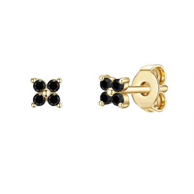Paar Ohrstecker GLANZSTÜCKE MÜNCHEN "Set: GSM1343", gelb (gelbgold, schwarz), Ohrringe, Damen, 4,8, Ohrstecker Sterling Silber gelbgold Zirkonia schwarz