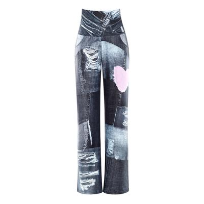 Culotte WINSHAPE "Functional Comfort Culottes CUL101C", Damen, Gr. XXL, Normalgrößen, grau (patchwork grau), 85% Polyester, 15% Elasthan, Hosen Culotte, mit Patchwork-Print