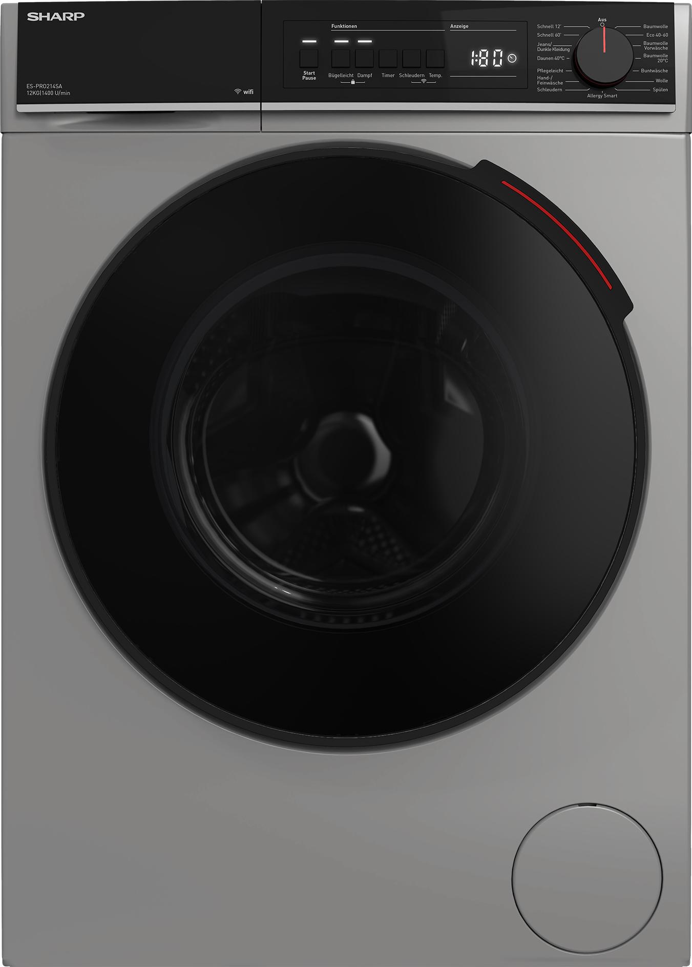 Sharp ES-PRO214SA-DE Waschmaschine 12kg WIFI VeeZy App AllergySmart AquaStop