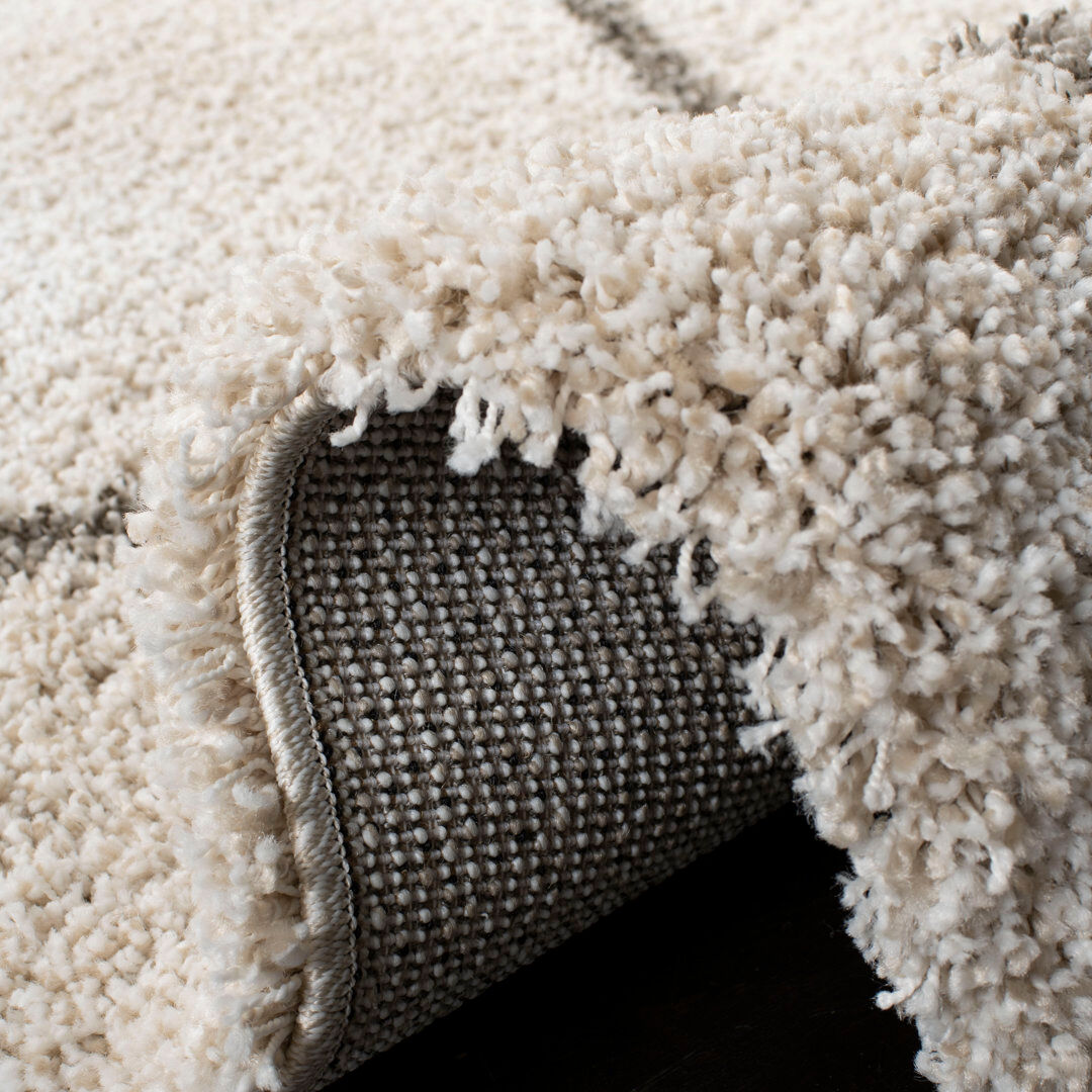 Safavieh Hudson Geometric Area Rug Ivory/Grey Square 152cm/Plush 4.5cm