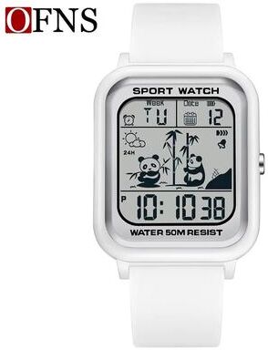 Inspired Finds OFNS Rectangular Digital Sports Watch With LED Display And Timing Code white