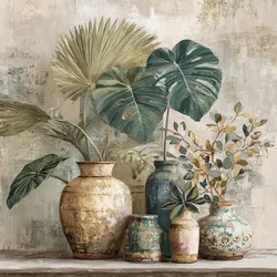 EUROART Wandbild 55 x cm Still Life With Leaves IV Kunststoff Braun