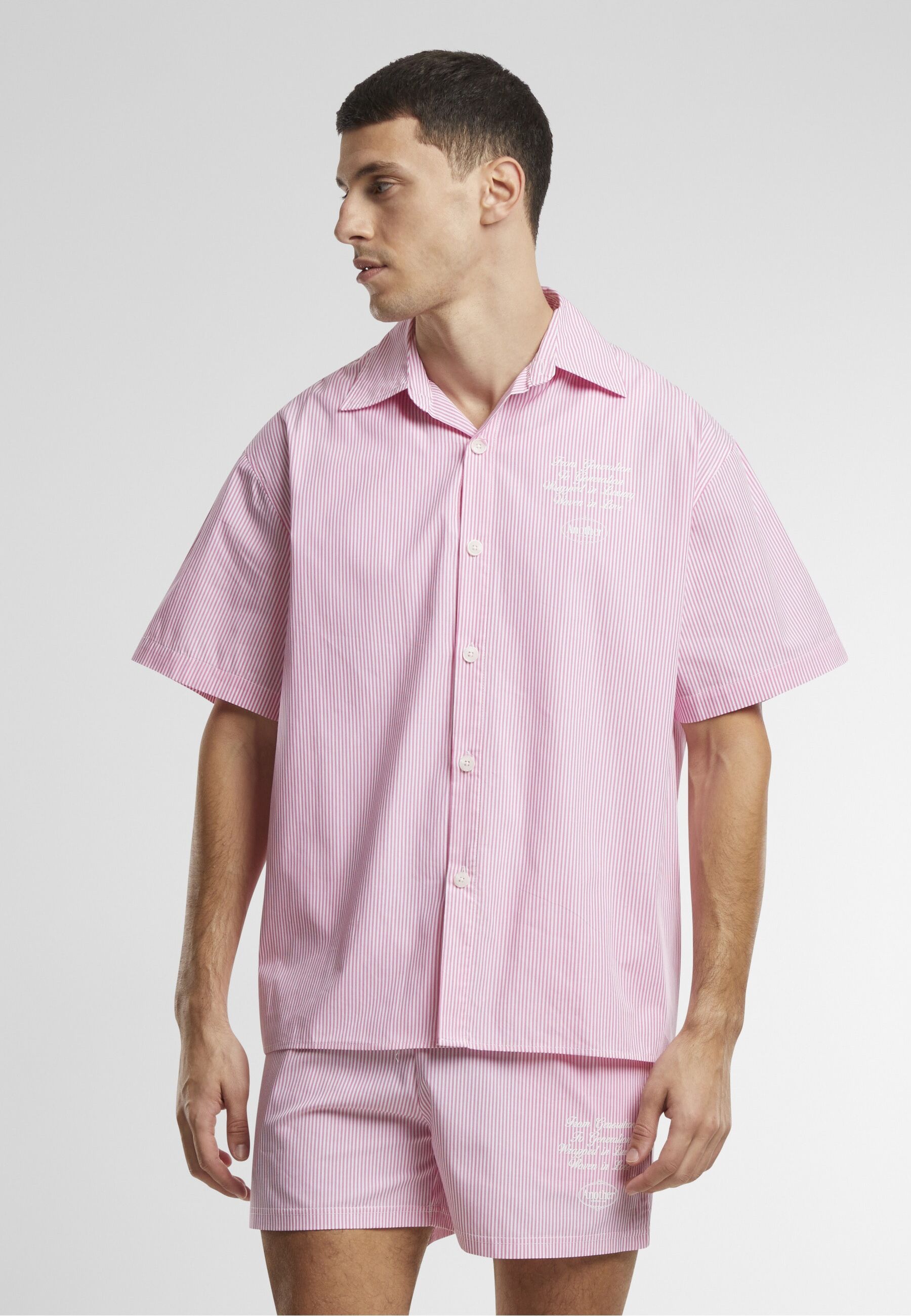 Langarmhemd ANOTHER COTTON LAB "Another Cotton Lab Another Cotton Lab Another Short Sleeve Shirt", Herren, Gr. L, US-Größen, rosa (pink), 100% Baumwolle, normal, Hemden