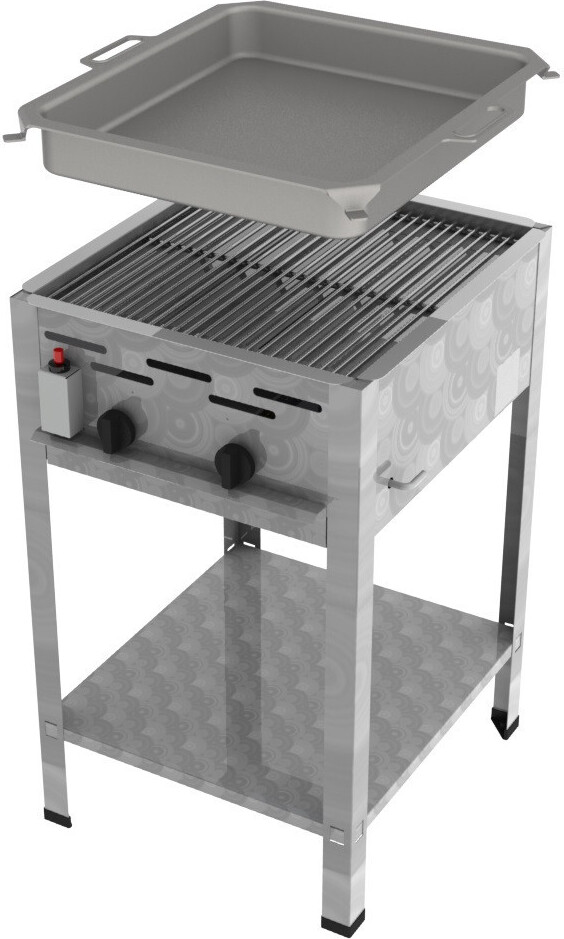 Gasbräter 2-flammig Edelstahl Piezozündung thermische Flammüberwachung Flüssiggas Gastronomie