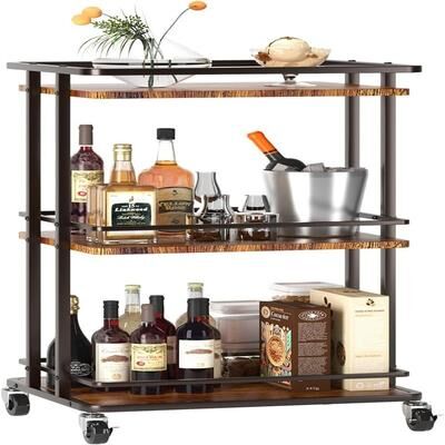 No "Rolling Mini Liquor Bar for Wine Beverage Dinner Party - 12.6""D x 15.75""W x 32.09""H"