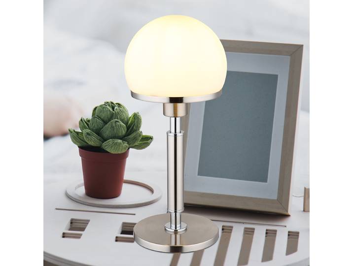 Tischleuchte Typ A Ø 18cm Weiß/Silber/Silber Mischgewebe LED E27