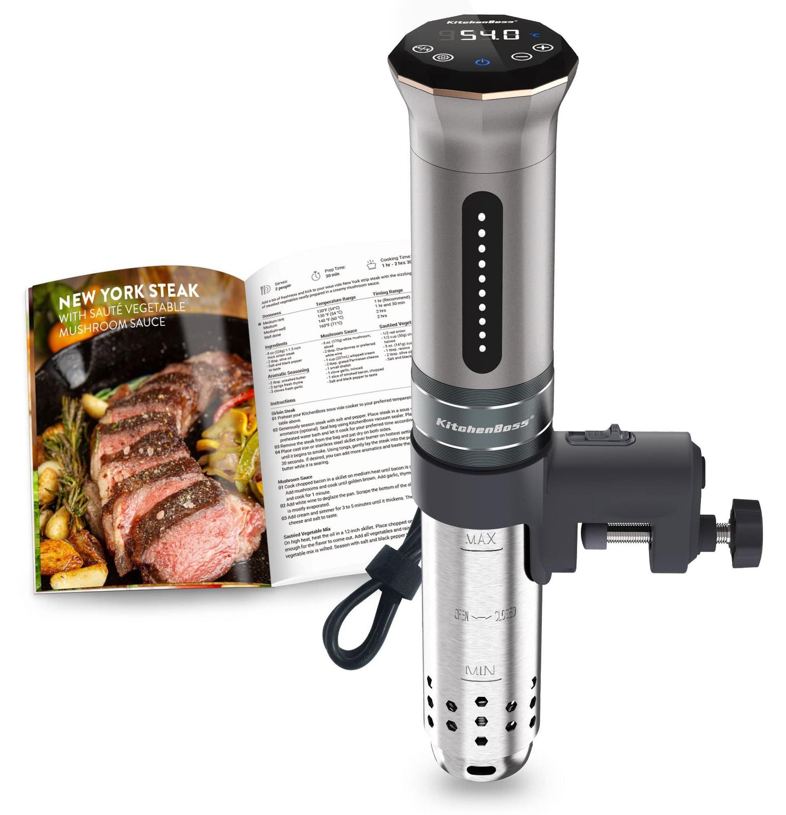 KitchenBoss Sous Vide G300 Stick: Precisiekoker met timerfunctie en 3D-ontwerp