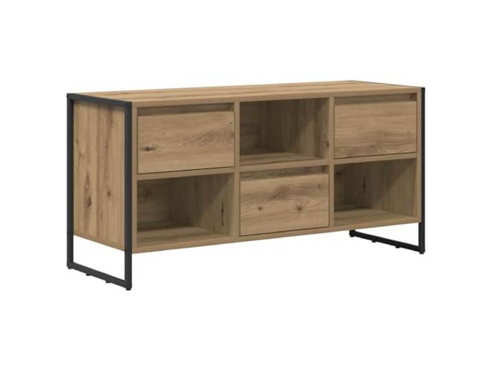 Roanoer TV-Schrank Kunsthandwerk Eiche Lowboard 100x36x49.5 cm Kompakter Fernsehtisch für Wohnzimmer und Schlafzimmer mit geräumiger Schublade und stabilen Stahlbeinen.