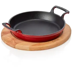 WAS Germany - Servierpfanne Lava, Ø 20 cm, mit Holzuntersetzer, Gusseisen emailliert