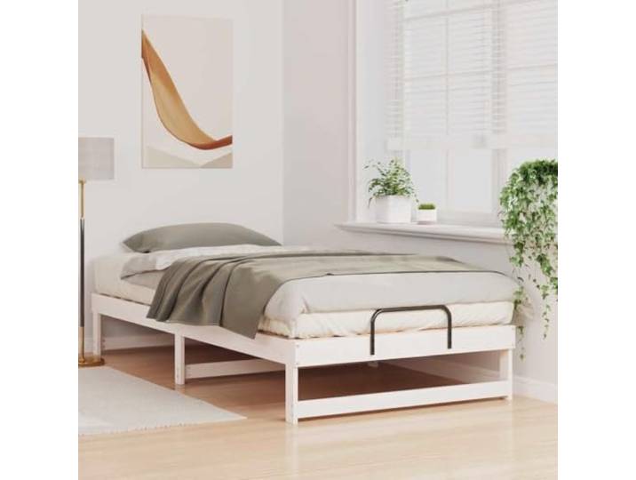 KTHLBRH Einzelbett weiß 100 x 210 cm Kiefer massiv Langlebige Plattform, modernes Design, Verwendung im Innenbereich, Montage erforderlich