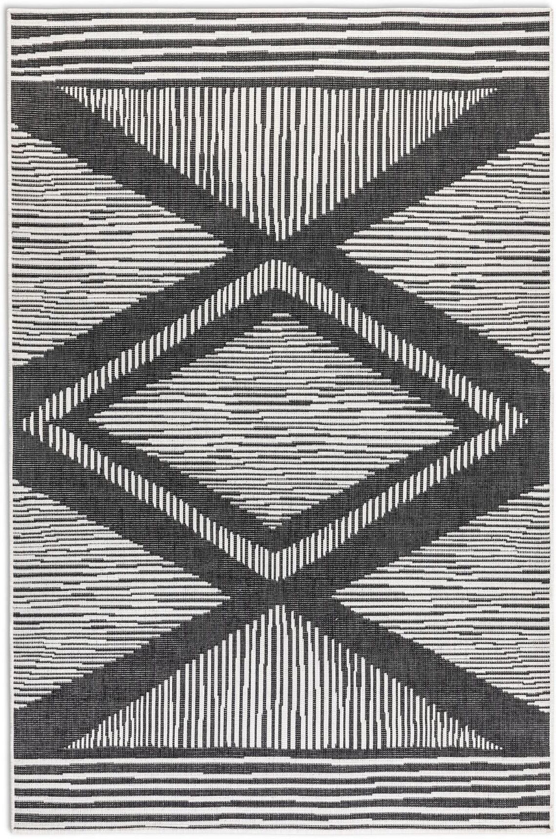 Teppich ELLE DECORATION "Rhombus 120 x 170 cm", schwarz, B:120cm L:170cm, Kunstfaser, Teppiche, Teppich schwarz B : 120cm 1 Stk., L: 170cm