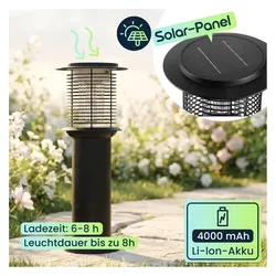 Casativo, Gartenbeleuchtung, 4er-Set Solar Gartenlampe mit Mückenvernichter aus Edelstahl, 2in1 LED Wegeleuchte Schwarz, Warmweis (300 lm, IPX4)