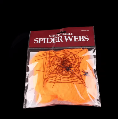 Inspire Curations White Stretchy Halloween Spider Web Decoration Haunted House Cobweb Prop orange