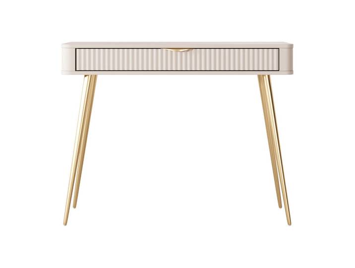 Mirjan24 Schminktisch Lante, Beige, Metall, 1 Schubladen, Rechteckig, 101x78x38 cm, Wohnzimmer, Wohnzimmertische, Konsolentische