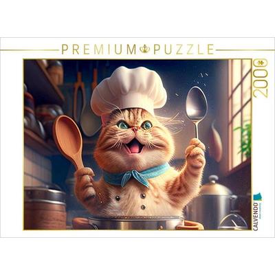 CALVENDO Puzzle Lustige Katze als Koch | 2000 Teile Lege-Größe 90x67cm Foto-Puzzle für glückliche Stunden