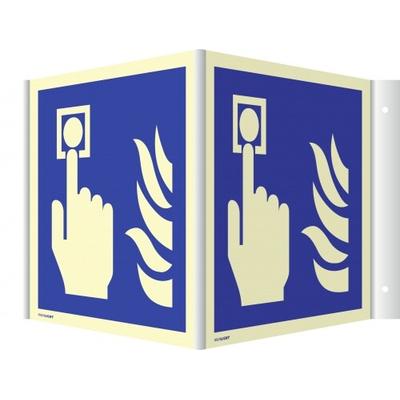 Dreifke® Winkelschild Hausalarm Brandmelder, Alu, nachleucht., 160-mcd, 148x148 mm