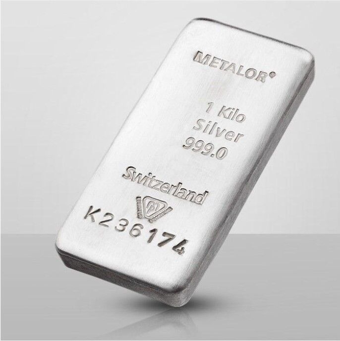 Metalor sølvbarre 1000g