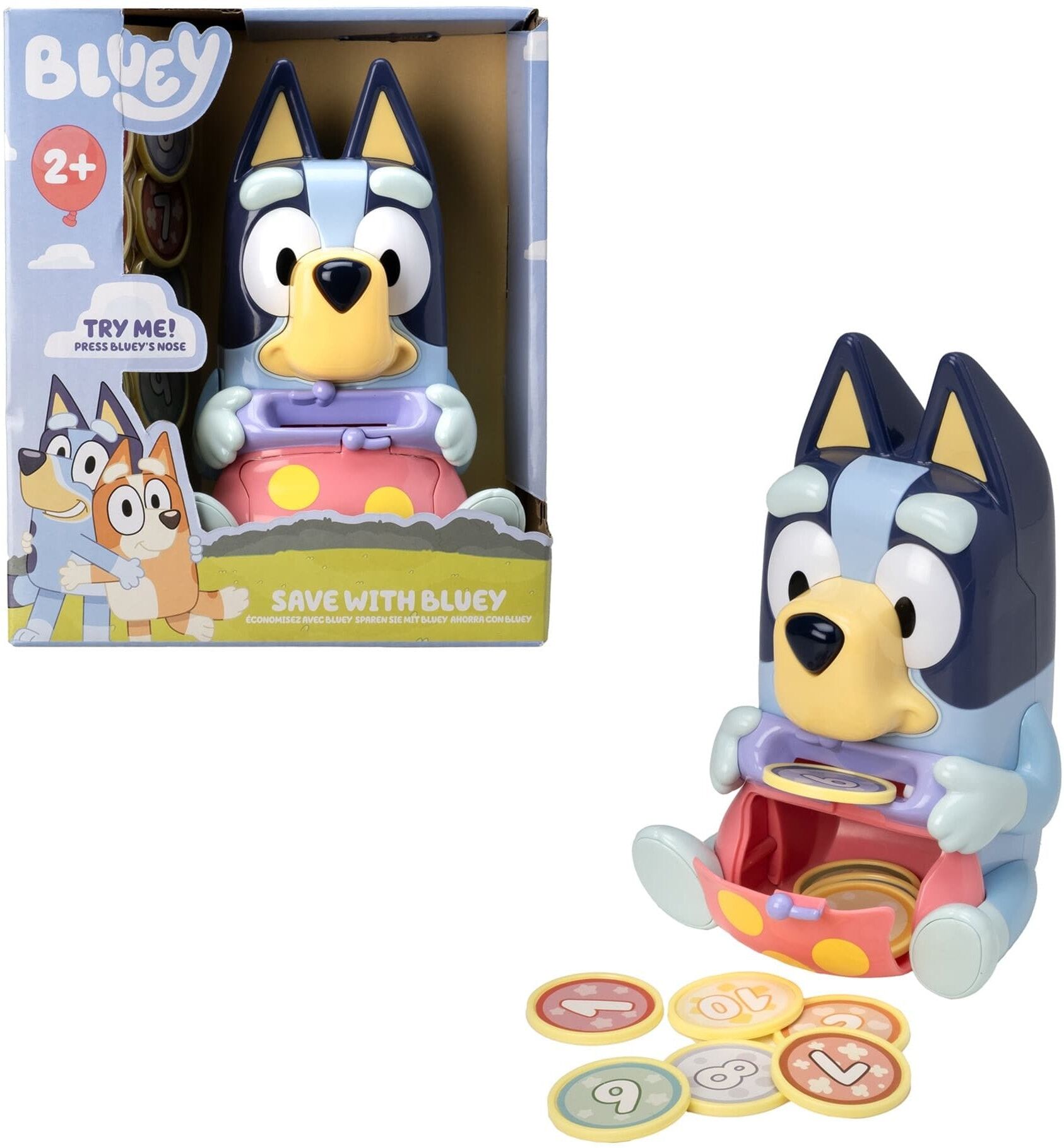HTI Bluey Save With Bluey Interactive Money Box Toy for 2+ yrs - Bluey-themed Learning Toy with Sound Effects and Character Sounds