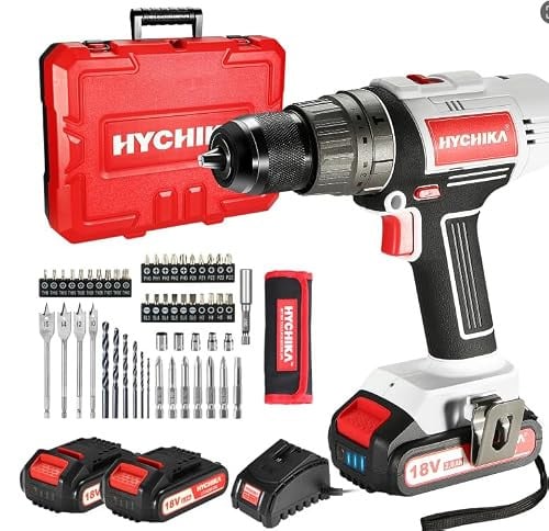 HYCHIKA 18V Accuboormachine Set met 2.0 Ah Accu en 53 Accessoires
