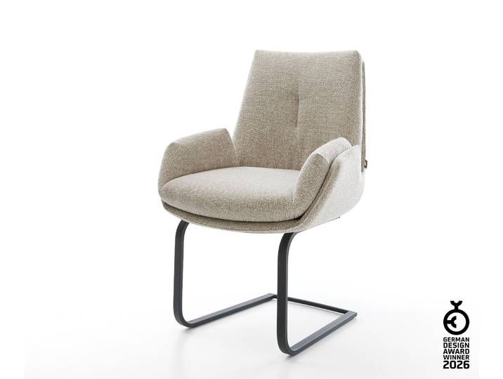 Freischwinger Clea-Flex Webstoff Soft Beige Freischwinger flach Schwarz, Esszimmerstühle