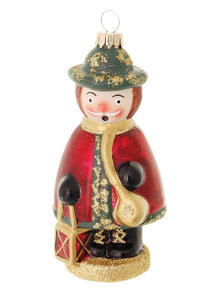 Krebs Glas Lauscha Christbaumornament "Räuchermännchen" in Rot/ Bunt - (L)11 cm - onesize