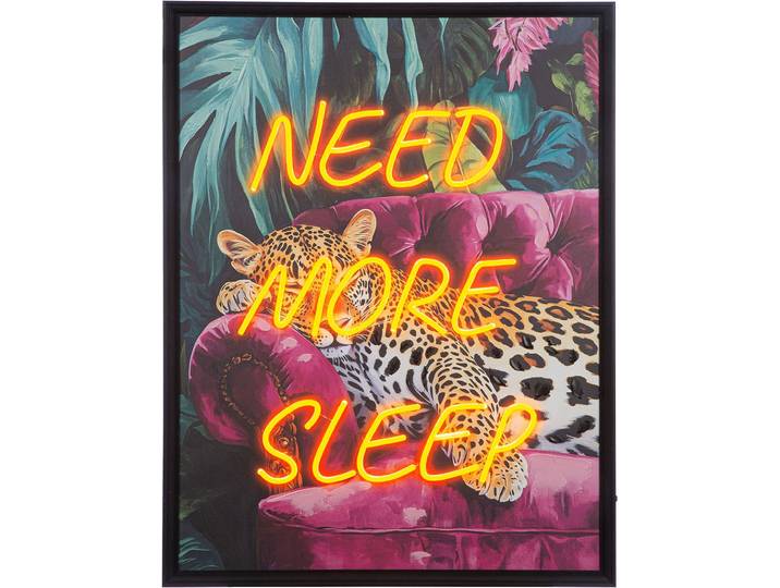 Holzbild GILDE Bild rechteckig Need more sleep , farbe rahmen: schwarz, farbe bild(er): mehrfarbig, B:63cm H:83cm T:4cm, Poly-Leinwand, Bilder, Holzbild