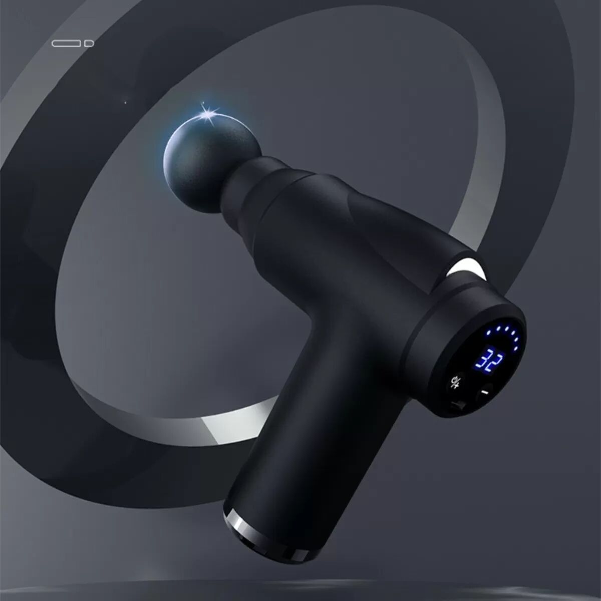 INF Touchscreen 32-Gang Elektrische Muskelmassagepistole — Tragbare Deep-Tissue Massagepistole mit 4 Wechselköpfen, Schwarz