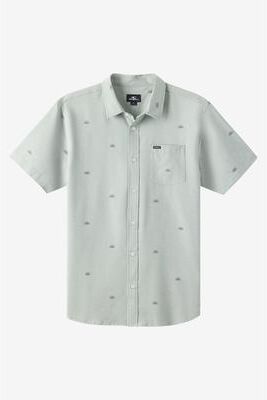 O'Neill s Light Check Geo Standard Fit Shirt in Sage, Size Small, Elastane/Polyester