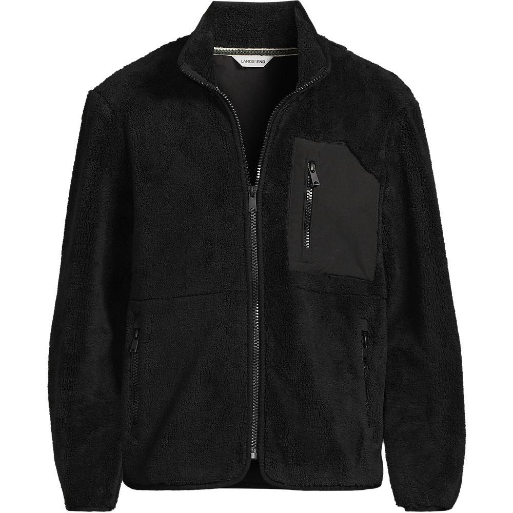 Aktiv Wolkenfleece-Jacke für Herren, Herren, size: regular, Schwarz, Baumwolle/Polyester, by Lands' End