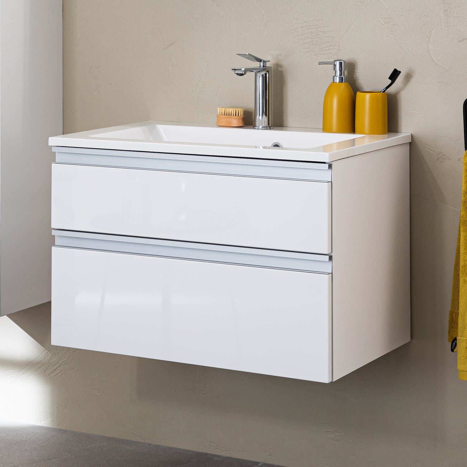 SCHÖNER WOHNEN-Kollektion Stockholm Mineralgusswaschtisch mit Unterschrank 70 cm