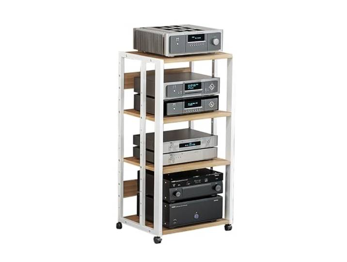 HiFi Regal Plattenspieler Tisch HiFi Rack Plattenspieler Tisch bodenstehender Phonoschrank HiFi-Racks Moderner Phonoschrank-Aufbewahrungsschrank beweglicher Eckregal-Komponentenschrank(Wit,50x40x89cm)