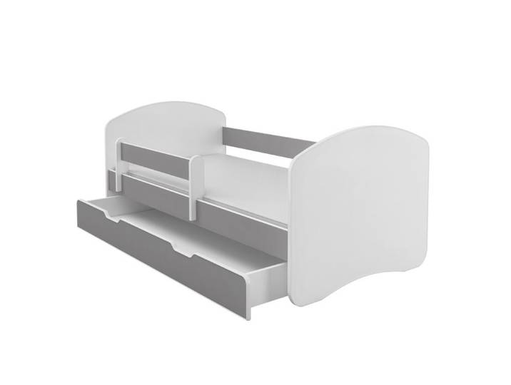 Lit Enfant Bébé 180x80 + TIROIR Matelas Sommier Gratuite GRIS ACMA II