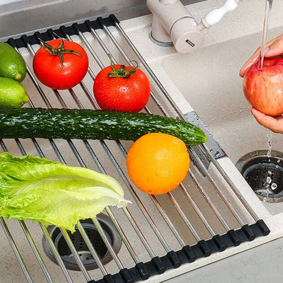 KitchenCuration Stainless Steel Roll Up Drying Rack Stainless Steel Roll Up Drying Rack