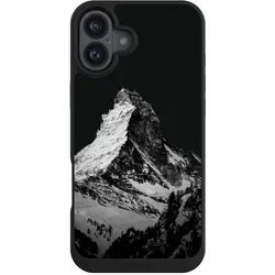 Nivocase Handyhülle für Apple iPhone 16 Plus Hülle NIVOpure Case Schwarz Alpspitze Berg Schnee (Apple iPhone 16 Plus), Smartphone Hülle, Schwarz