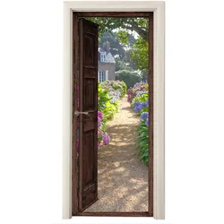 TÜRAUFKLEBER Ansicht - Hortensie - Tür - Blumen - Natur 80x215 cm - Türtapete