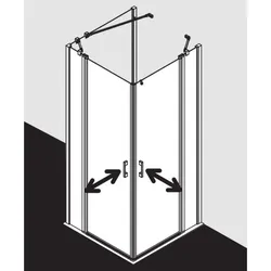 Kermi Liga Eckeinstieg-Hälfte Pendeltür mit Festfeld LIEPL075201AK 75x200cm, silber mattglanz, ESG klar, links, auf Duschwanne