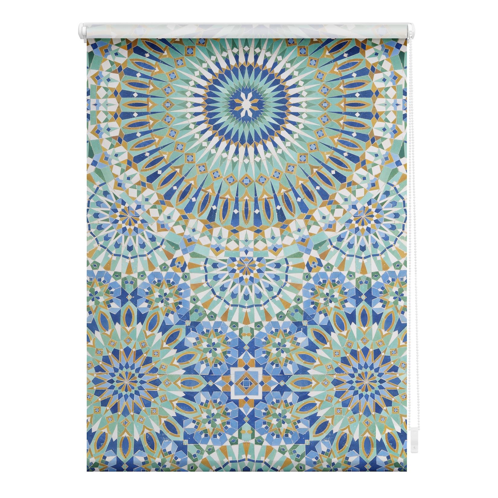 Lichtblick Rollo Klemmfix, ohne Bohren, blickdicht, Orientalische Muster - Blau Grün