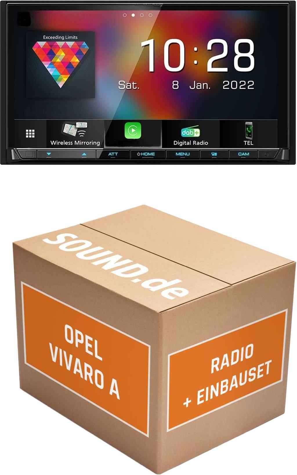 Autoradio Einbaupaket Kenwood DMX8021DABS passend für Opel Vivaro A + Modellpflege 2 | (Wireless) Apple CarPlay (Wireless) Android Auto