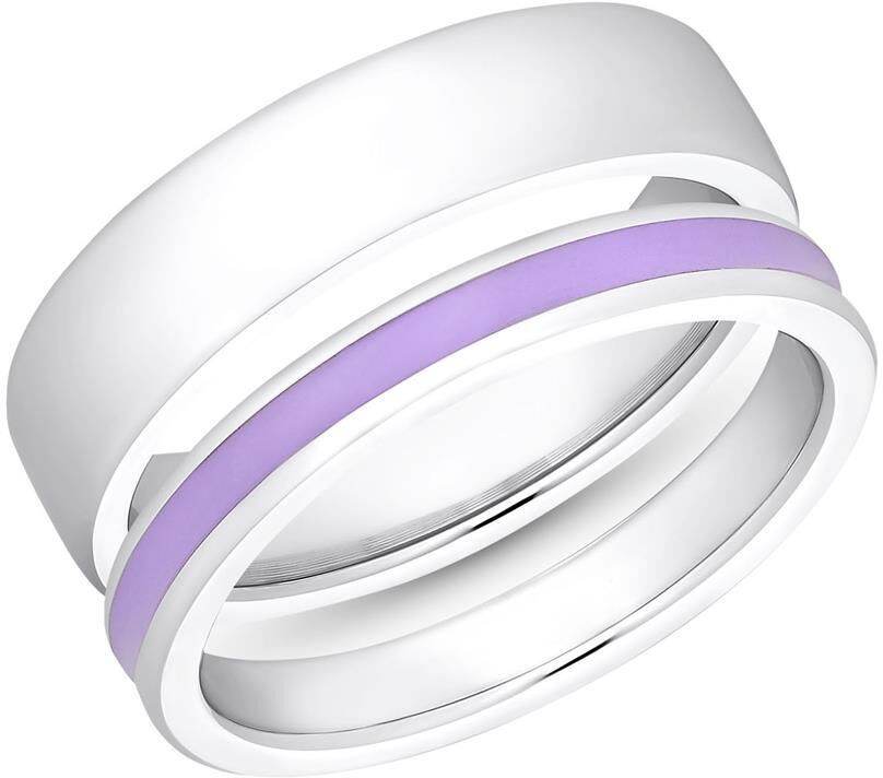 s.Oliver Zweiteiliges Ringset für Damen, Edelstahl, gravierbar silber