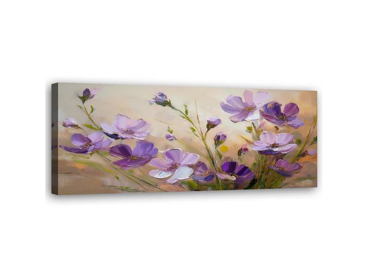 Feeby Wandbild blumen lila pflanzen natur, Lila, Floral, Rechteckig, 90x30 cm, Bilder & Rahmen, Bilder, Leinwandbilder