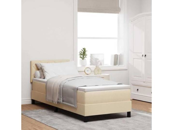 RJPLMFV Stoffbett, cremefarben, 80 x 200 cm, mit verstellbarem Kopf Taschenfedern, Komfortschaum, Holz, Technik, modernes Design