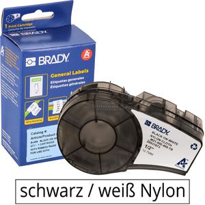Brady Schriftband M21-500-499, 12,7mm, Länge 4,88m, schwarz auf weiß, Nylongewebe