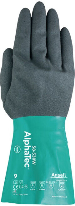 Gant protection chimique AlphaTec 58-530W T. 10 vert bouteille/gris anthracite E ; Ansell Health Care (58-530W-10)